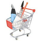 Retail Shop Equipment heavy duty shopping cart with red plastic advertisement board