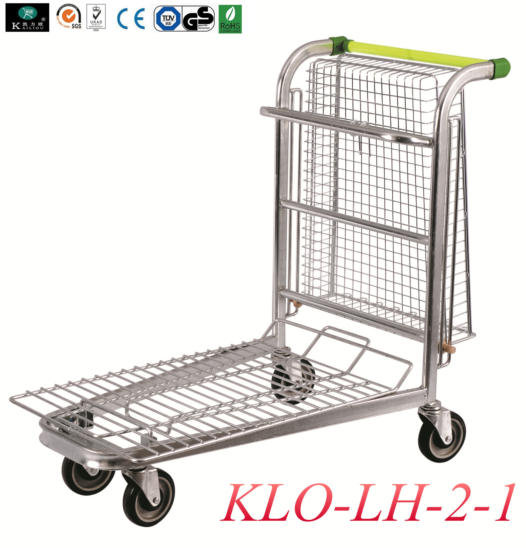 Lightweight 4 Wheel Trolley For Warehouse With Folding Basket Large Load 150KGS