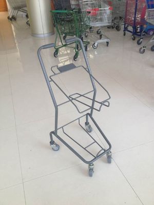 চীন Colorful Steel Shopping Basket Trolley With PVC / PU / TPR Wheel কারখানা