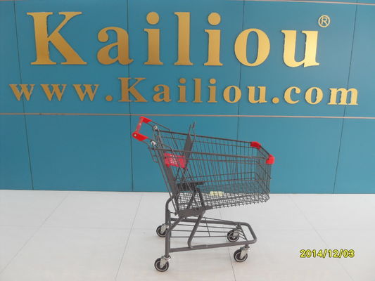 চীন American Style Metal Supermarket 4 wheel shopping trolley with grey powder coating কারখানা