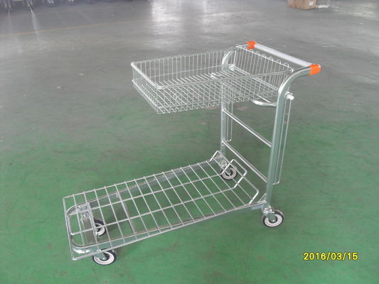 চীন Supermarket Warehouse Trolley cart with square steel tube base and logo on handle কারখানা