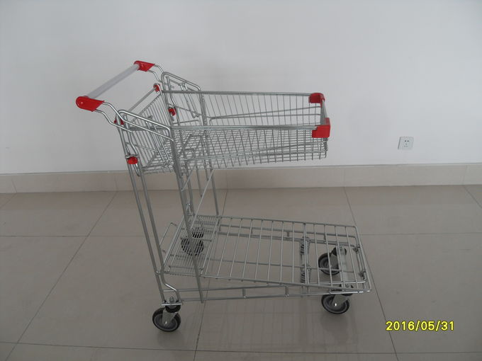 24.7kg Warehouse Trolley with foldable basket and 4 swivel 5 inch casters