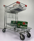 Foldable Warehouse Supermarket steel Q195 Double Layer Trolley