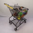 Grey 60L Supermarket Shopping Trolley Retail Chain Store Shopping Cart With TPR Wheels