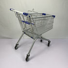 Regular European Shopping Trolley 125L Steel Supermarket Shopping Cart 110Kg Loading Capacity