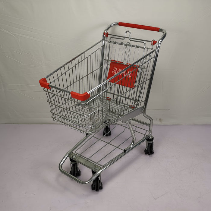 Small 60L Metal Shopping Trolley Grocery Store Shopping Cart With PU Wheels