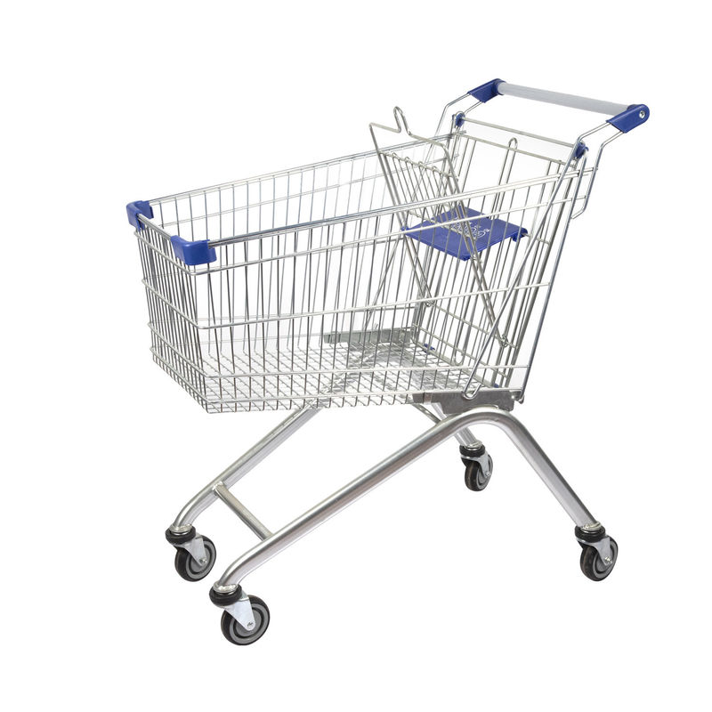 Zinc Steel Supermarket Shopping Trolley European Style Grocery Shopping Cart