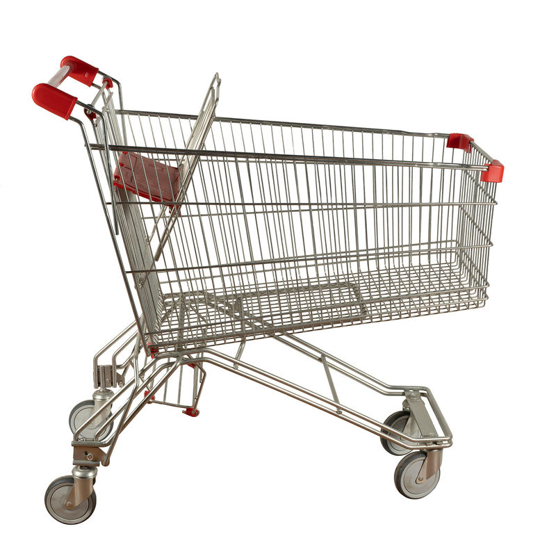 150L Supermarket Shopping Cart Trolley With Beverage Rack Russian Style